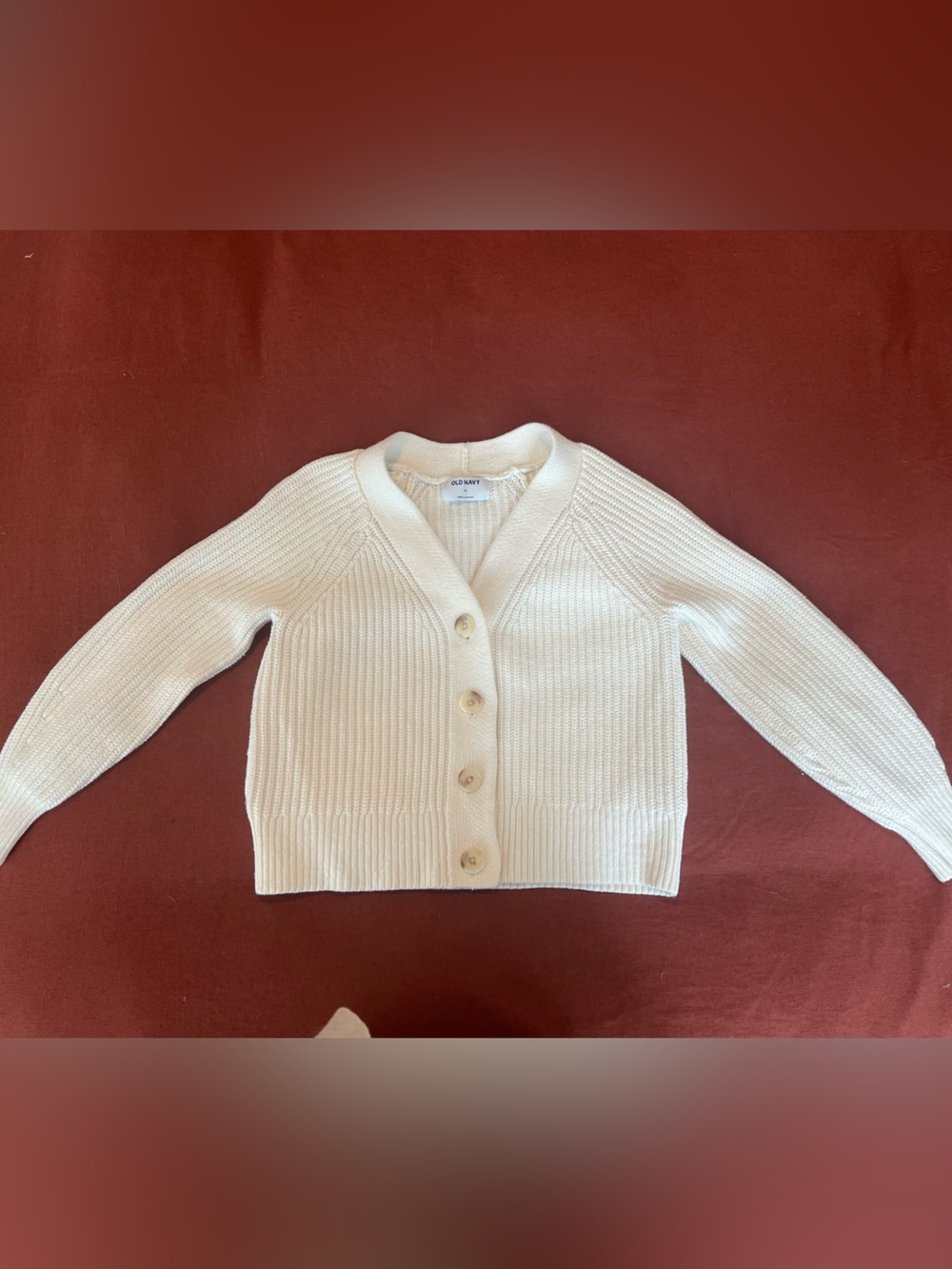 Old Navy Cream Button-Front Ribbed Cardigan